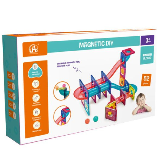 52 Piece Magnetic Tile Marble Run