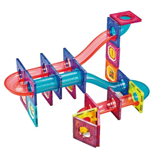 52 Piece Magnetic Tile Marble Run