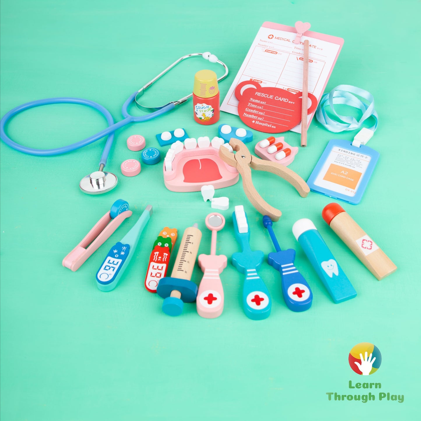 2 in 1 Wooden Doctor and Dentist Playset