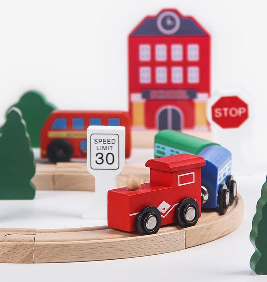 Wooden Magnetic Train Track Set