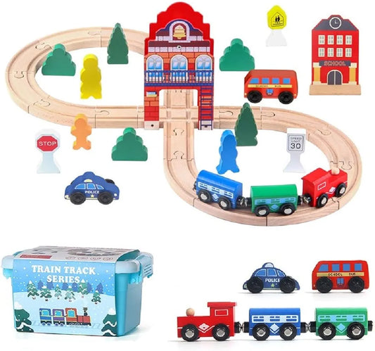 Wooden Magnetic Train Track Set