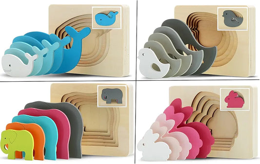 Montessori Wooden Multi-layer Puzzles