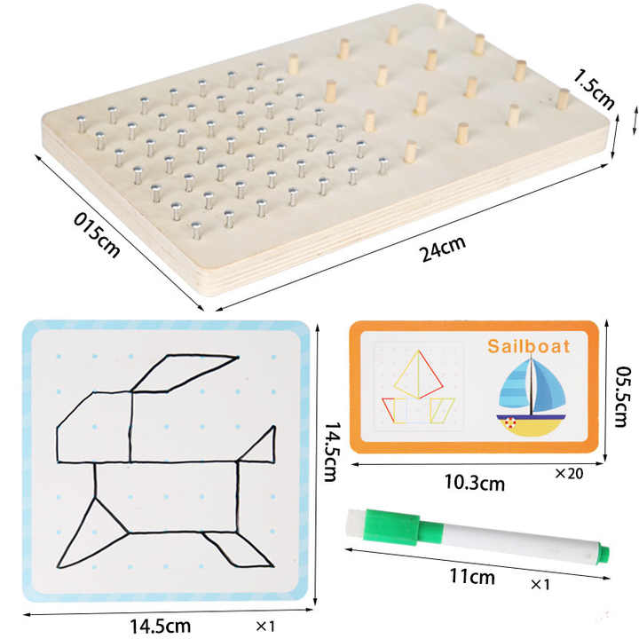 Creative Shape Builder - 3 in 1 Nail Board Puzzle