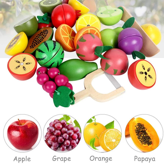 Wooden Magnetic Fruit Cutting Set Learn Through Play SA